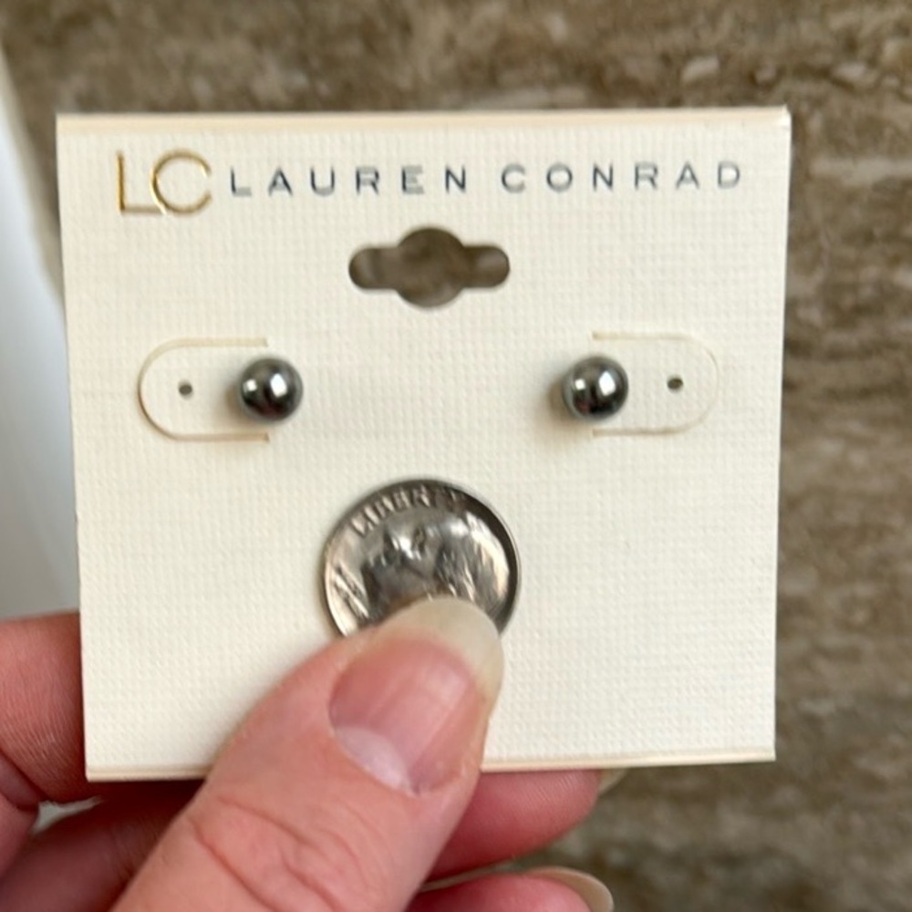 LC Lauren Conrad Silver and Gray Stud Earrings
